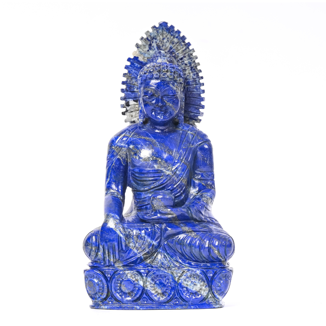 Majestic Hand Carved Lapis Lazuli Buddha Sculpture