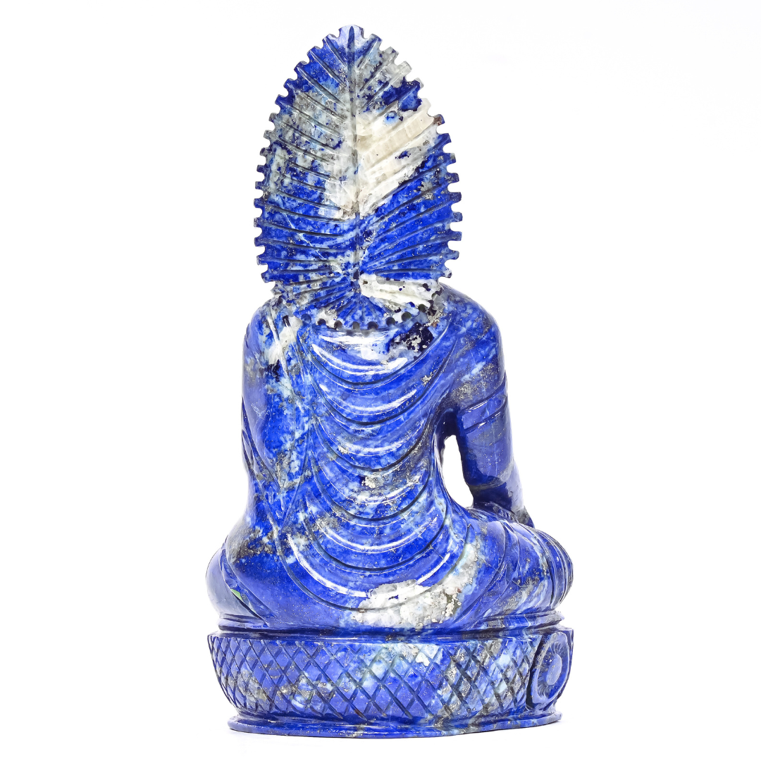 Majestic Hand Carved Lapis Lazuli Buddha Sculpture