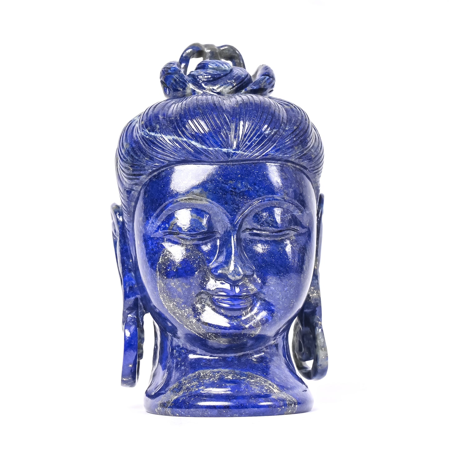 Handcrafted Lapis Gemstone Buddha Sculpture