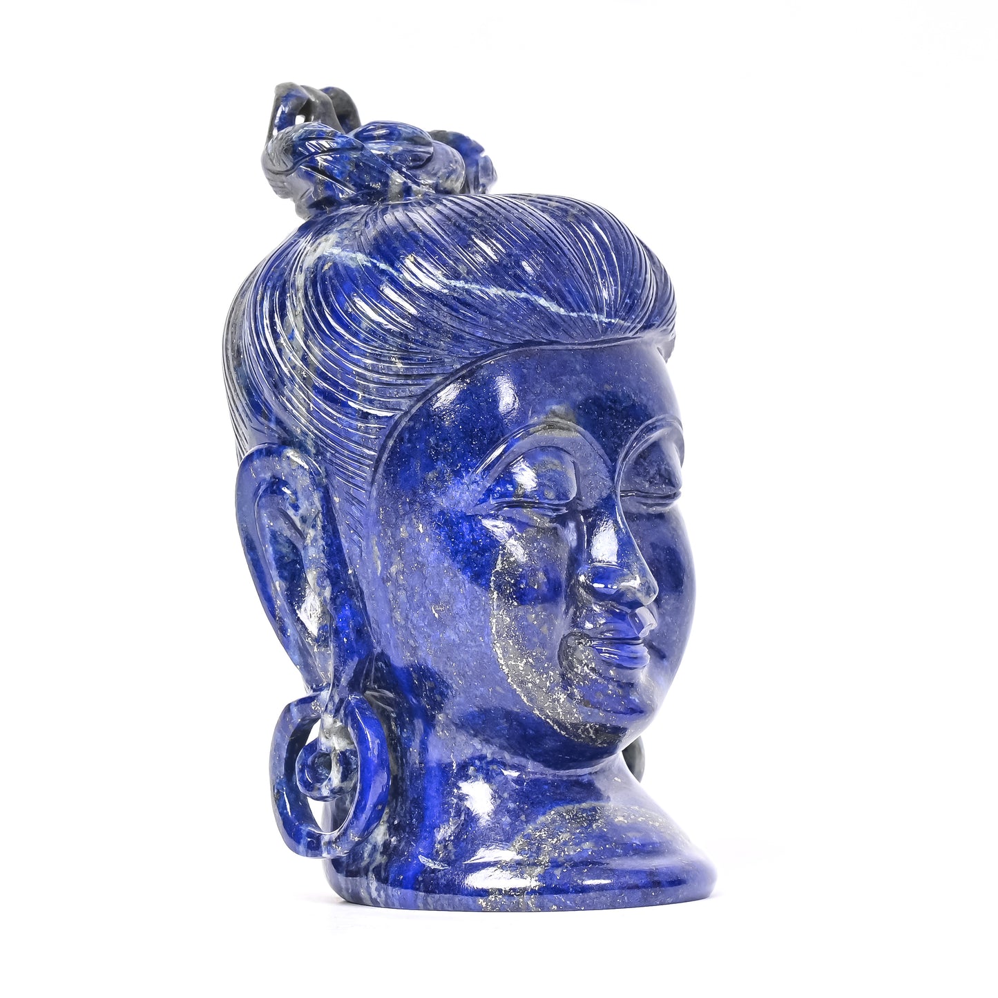 Handcrafted Lapis Gemstone Buddha Sculpture