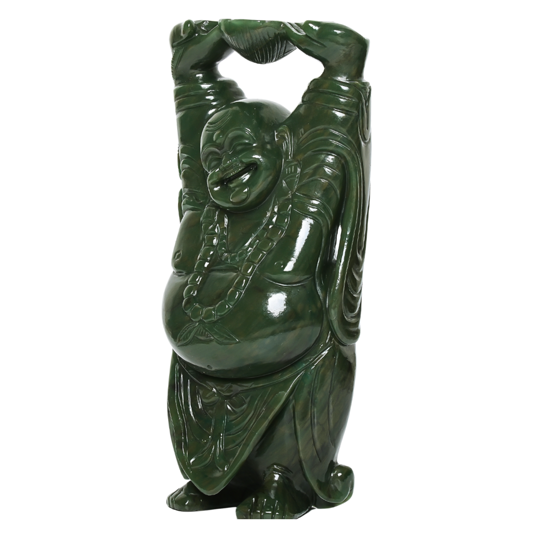 Prosperity and Joy: Green Aventurine Laughing Buddha Sculpture