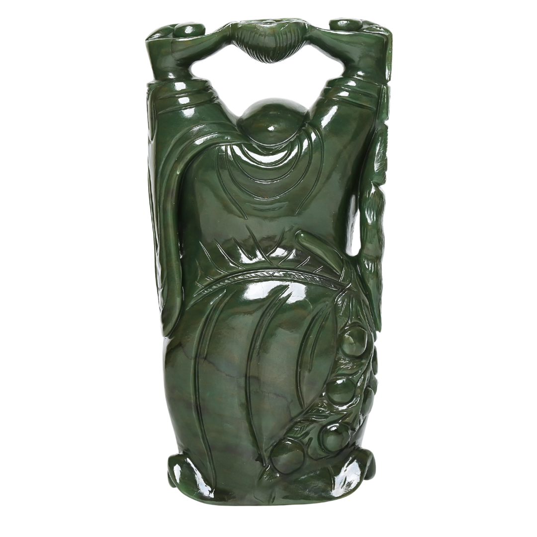 Prosperity and Joy: Green Aventurine Laughing Buddha Sculpture