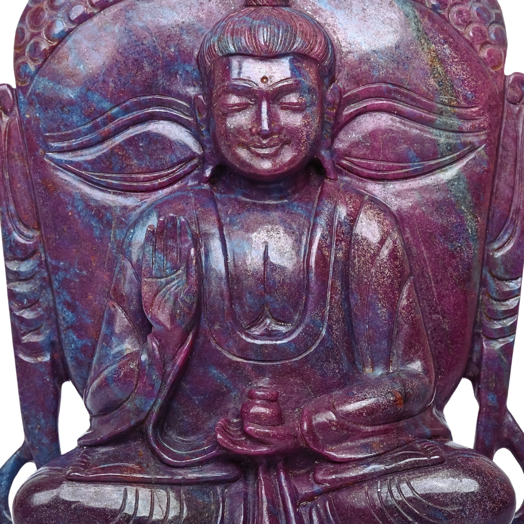 Exclusive Double-Sided Ruby Kyanite Buddha Head Sculpture: Luxury Gemstone Art