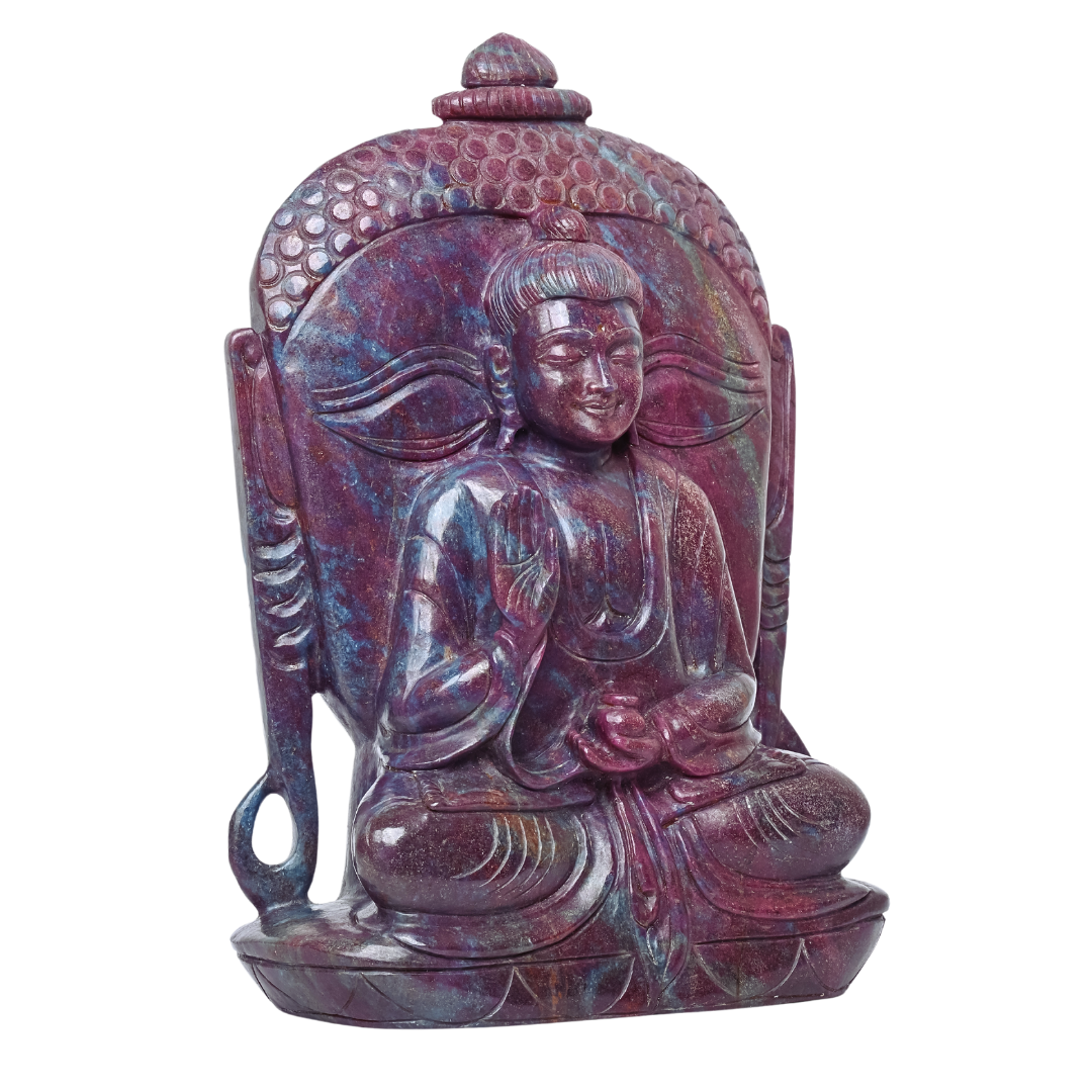 Exclusive Double-Sided Ruby Kyanite Buddha Head Sculpture: Luxury Gemstone Art