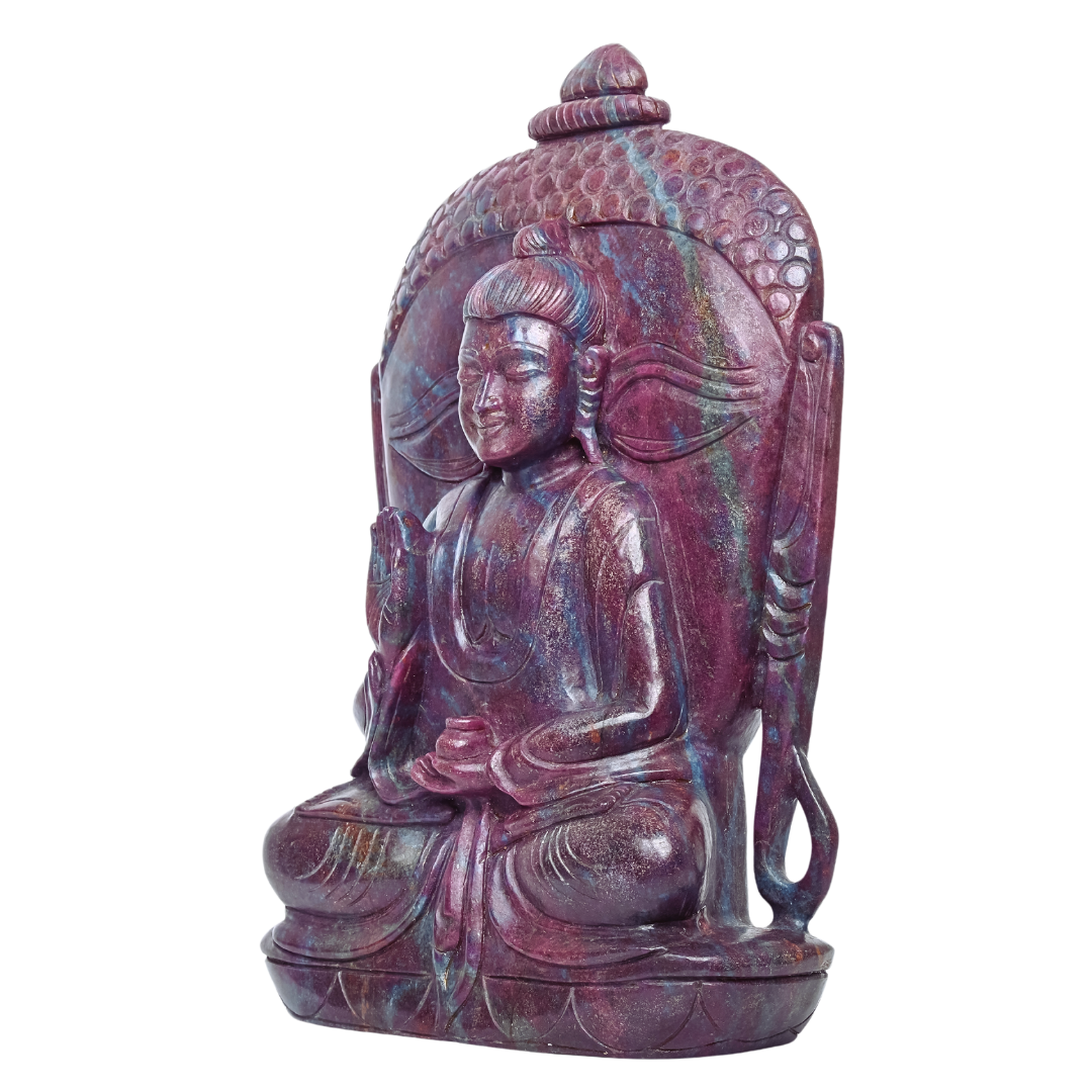 Exclusive Double-Sided Ruby Kyanite Buddha Head Sculpture: Luxury Gemstone Art